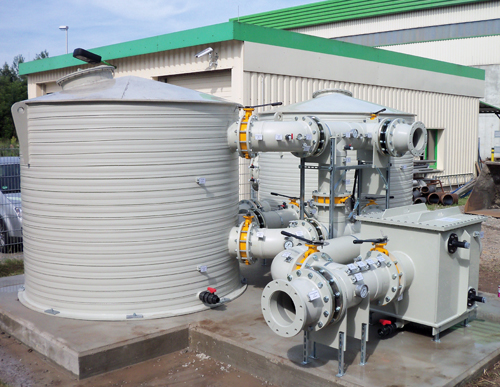 Active carbon filter for 1800 Nm³/h in parallel and series circuit.