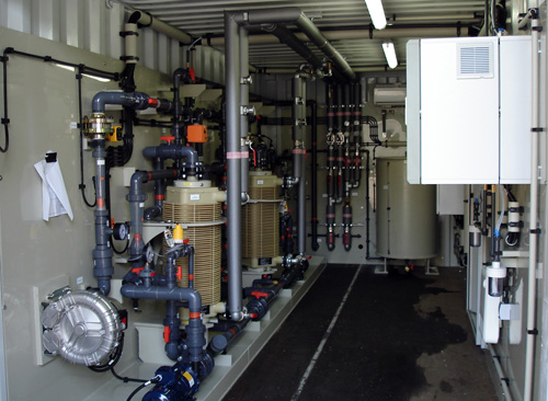 View in a technical room for 2 parallel working desulphurization plants